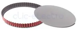 Moule à tarte 30 cm - fond amovible DELIBAKE acier rouge