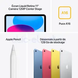 APPLE iPad 11 (A16) Wi‑Fi 128 Go Bleu