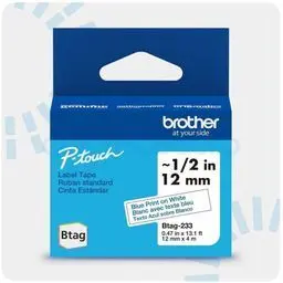 BROTHER BTAG233 Ruban bleu sur blanc 12 mm