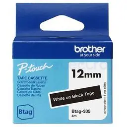 BROTHER BTAG-335 Ruban 12mm Blanc sur Noir