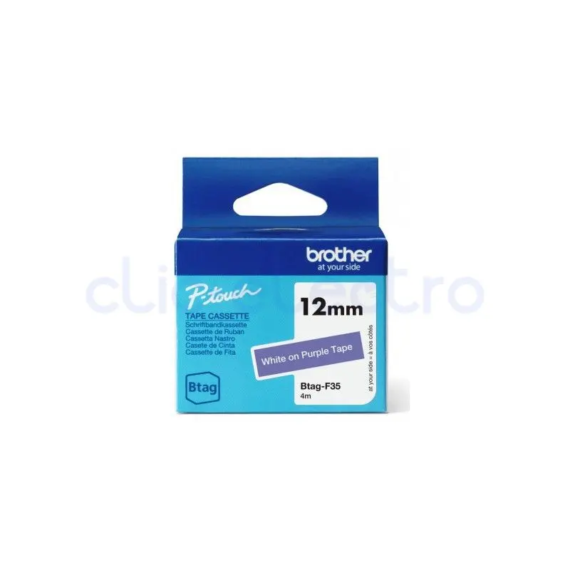 BROTHER Ruban BTAG-F35 12 mm blanc sur violet – BROTHER