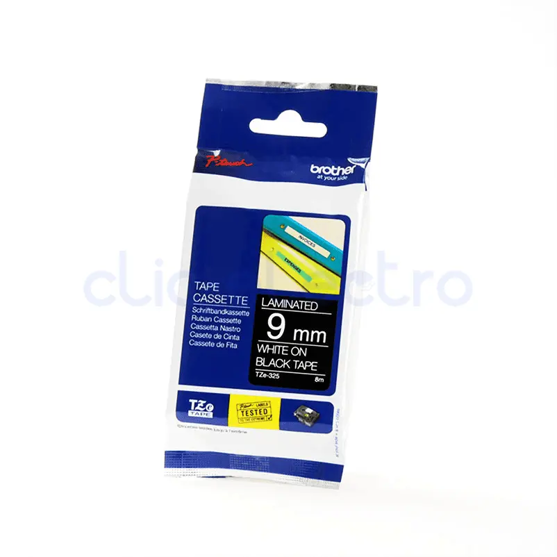 Brother TZE325 Ruban 9 mm Blanc sur Noir – BROTHER