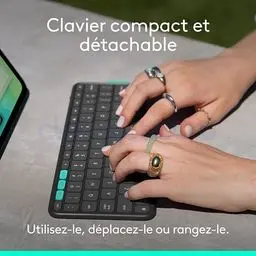 LOGITECH Flip Folio Étui-clavier AZERTY Français Gris