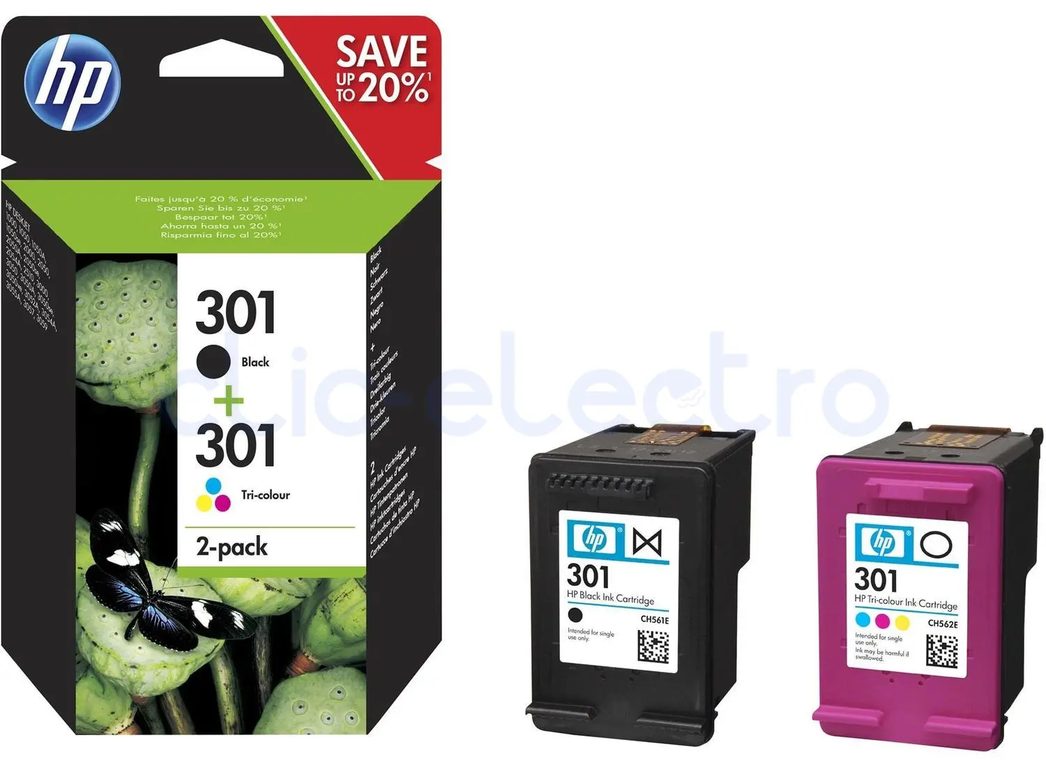 HP 301 Pack Combo Noir + 3 Couleurs – HP