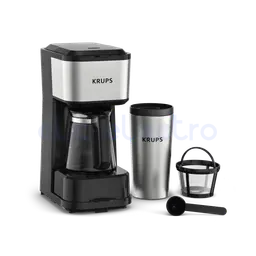 CAFETIERE FILTRE POLYVALENTE AVEC SA CARAFE EN VERRE RESISTANT A LA CHALEUR ET SON MUG ISOTHERME